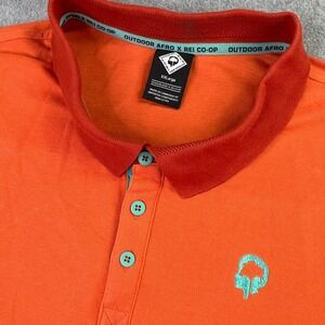 Outdoor Afro X‎ REI Co-Op Polo Shirt Mens XXL Orange Casual Knit Collab Outdoor